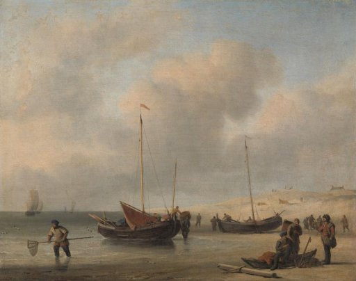 Fishing Boats on Shore (The Shore, Unloading a Fishing Smack)