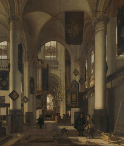 Interior of a Protestant Gothic Church with Motifs from the Oude and Nieuwe Kerk in Amsterdam