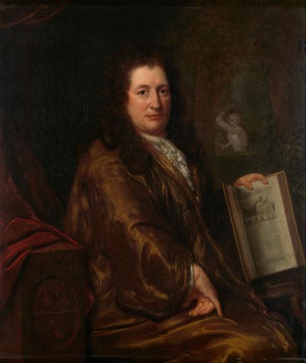 Portrait of Caspar Commelin, bookseller, newspaper publisher and author of the official history of Amsterdam 'Description of Amsterdam' of 1693