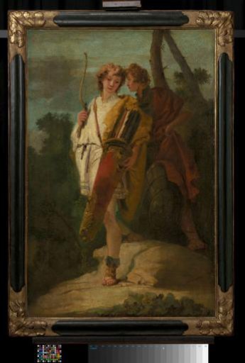 Black carved frame, partially gilded