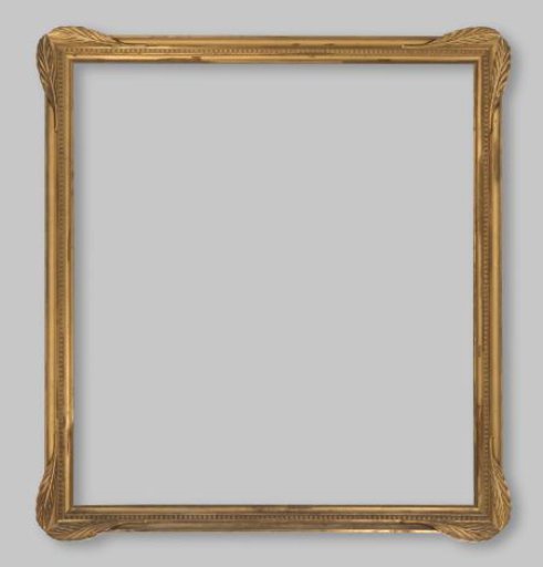 Gilded frame with paste ornaments and large carved leaves at the corners, 4 separately numbered parts