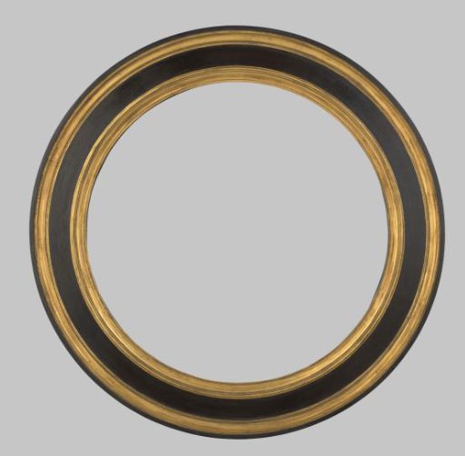 Brown-black round frame with gilded moldings