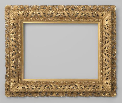 Gilded, carved frame with openwork ornaments