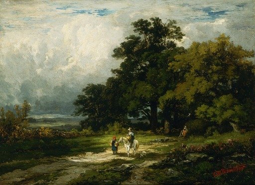 Untitled (man on horse with woman and dog)