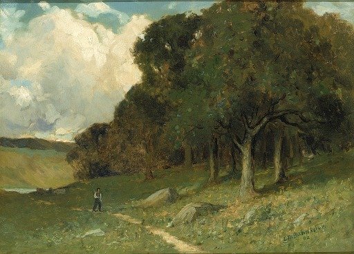 Untitled (man on path with trees in background)