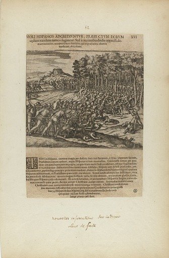 Moli Hispanos Adgrediuntur, Praefe Ctum Eorum/Cedunt: Tandeum.... (from book, Americae, part five)