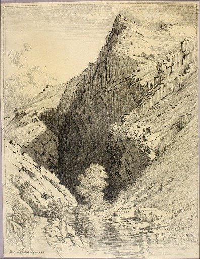 Untitled (transfer drawing for Bear Creek Canyon, Denver, Colorado)