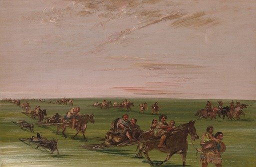 Band of Sioux Moving Camp