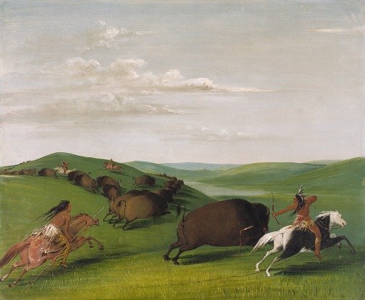 Buffalo Chase with Bows and Lances