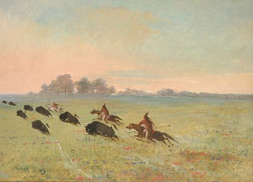 Comanche Indians Chasing Buffalo