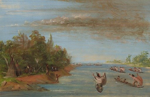 Sac and Fox Sailing in Canoes