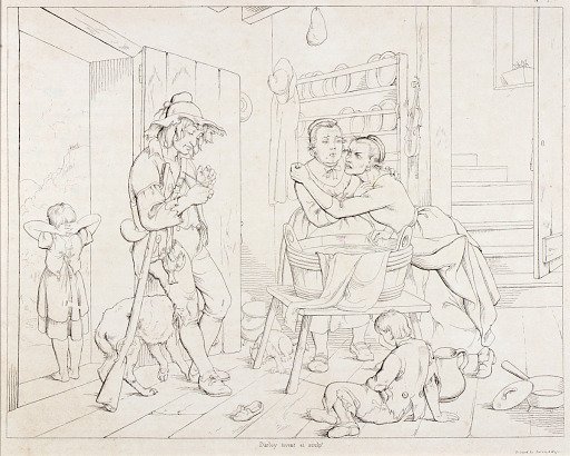 (Rip Van Winkle, illustration) Rip Nagged by His Wife