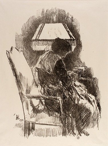 Mrs. Hassam, Knitting