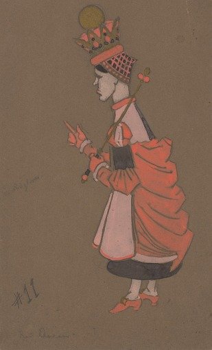Red Queen (costume design for Alice-in-Wonderland) 1915)