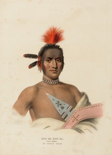 MOA-NA-HON-GA. GREAT WALKER. AN IOWAY CHIEF., from History of the Indian Tribes of North America
