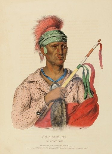 NE-O-MON-NE, AN IOWAY CHIEF, from History of the Indian Tribes of North America