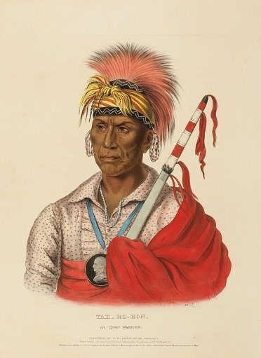 TEH-RO-HON, AN IOWAY WARRIOR., from History of the Indian Tribes of North America