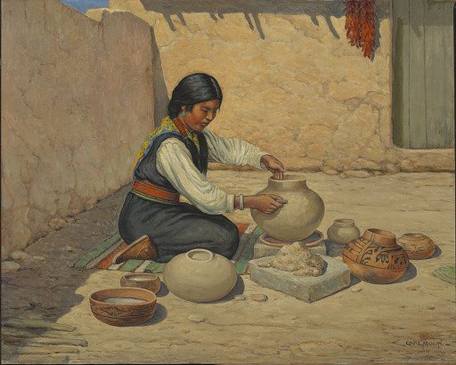 Hopi Woman Making Pottery