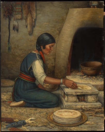 Hopi Woman Making Piki