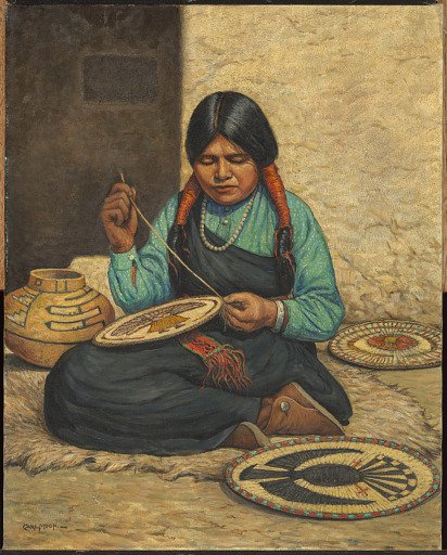 Hopi Woman Weaving Plaques