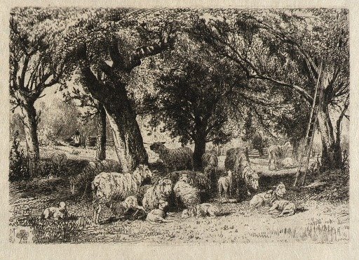 (Sheep in an Orchard)