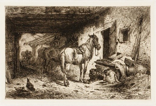 Untitled (horses and stable yard)