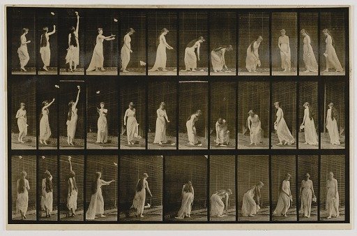 Woman Throwing Handkerchief in Air, Picking It Up, from the book Animal Locomotion
