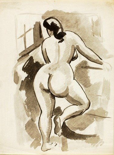 Back View of Standing Female Nude