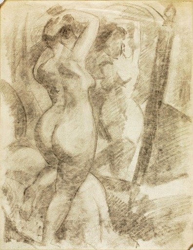 Female Nude before Mirror