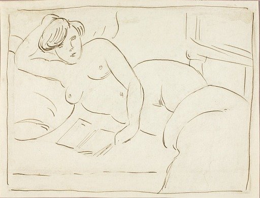 Reclining Female Nude with Book