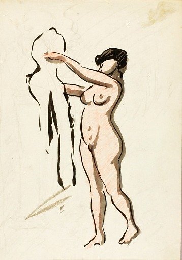 Standing Female Nude with Drape