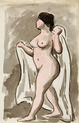 Standing Female Nude with Drape