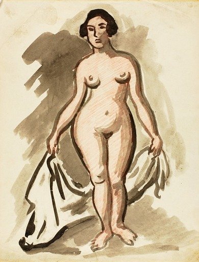 Standing Female Nude with Drape