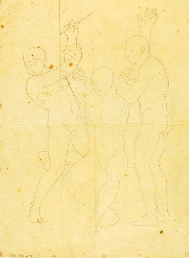 Moses, Aaron and Hur on Mount Horeb (nude study)