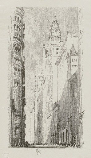 Broadway Towers (from portfolio, Lithographs of New York in 1904)