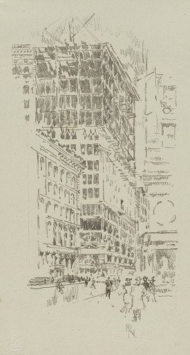 Building the Building (from portfolio, Lithographs of New York in 1904)