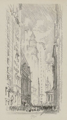 The Stock Exchange (from portfolio, Lithographs of New York in 1904)