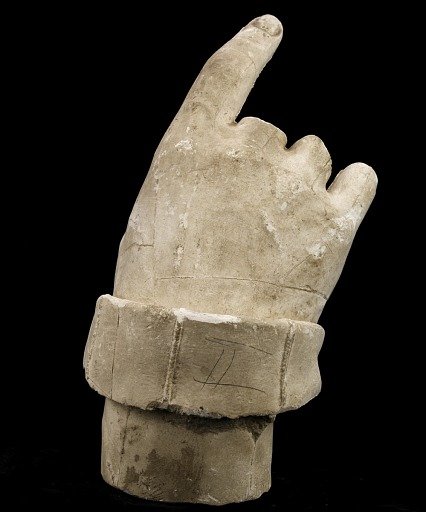 Cast of an Unidentified Man's Right Hand and Cuff (thumb and three fingers missing)