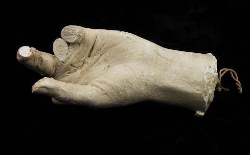 Cast of an Unidentified Left Hand, Fingers Partially Drawn Under (thumb and middle finger intact)
