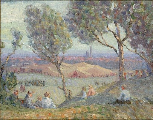 View from Arlington Heights, with Chautaqua Tents and the Washington Monument in the Background