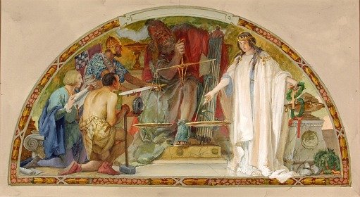 The State as Arbitrator for Industry, Education and the Military (study for lunette, Old Senate Office Building)