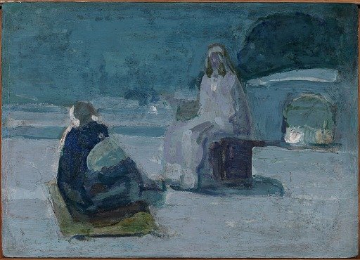 Study for Christ and Nicodemus on a Rooftop