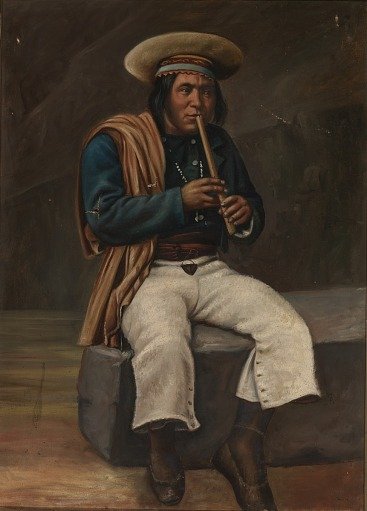 Bolivian Indian Playing the Quena