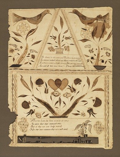 Fraktur with Flowers and Birds