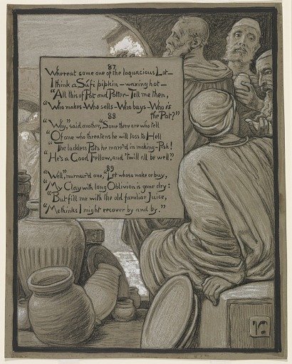 (Illustration for Rubáiyát of Omar Khayyám) The Loquacious Vessels