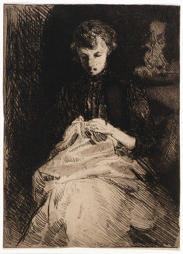 Woman Seated Sewing