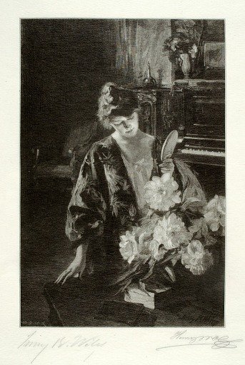 Girl and Peonies (The Hand Mirror)