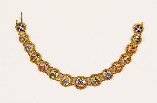Byzantine-Style Mosaic Necklace with Christ and Twelve Apostles