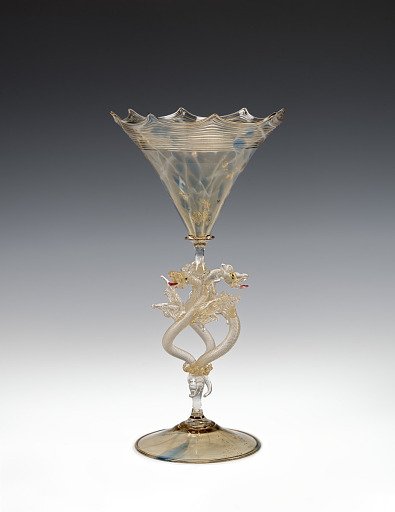 Conical Goblet with Entwined Serpents Stem