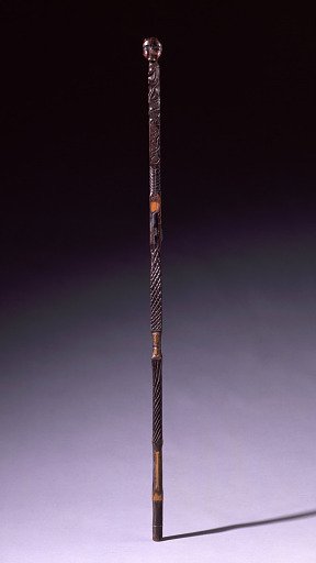 Cane with Head and Geometric Inlay